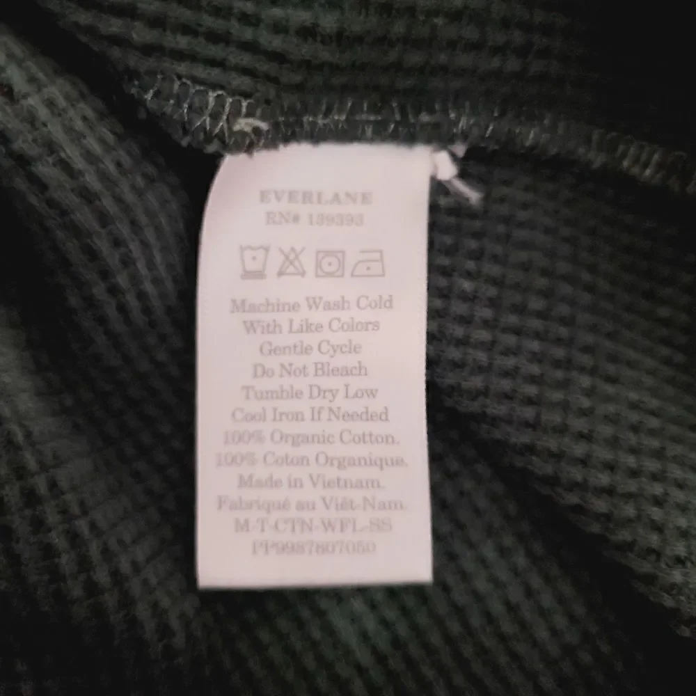 Everlane‎ Evergreen Top S Green Organic Cotton Tie Dye Waffle Knit Raglan Sleeve - Picture 7 of 7